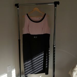 SANDRA DARREN PINK AND BLACK BELTED DRESS